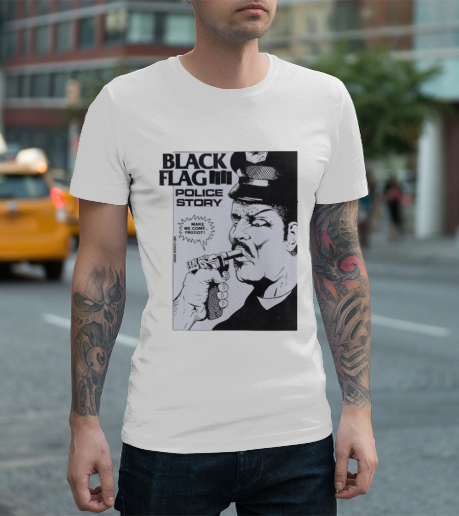 Black Flag Police Story Make Me Come OKC's Finest Raymond Pettibon Two Eagles Keepsake T-Shirt