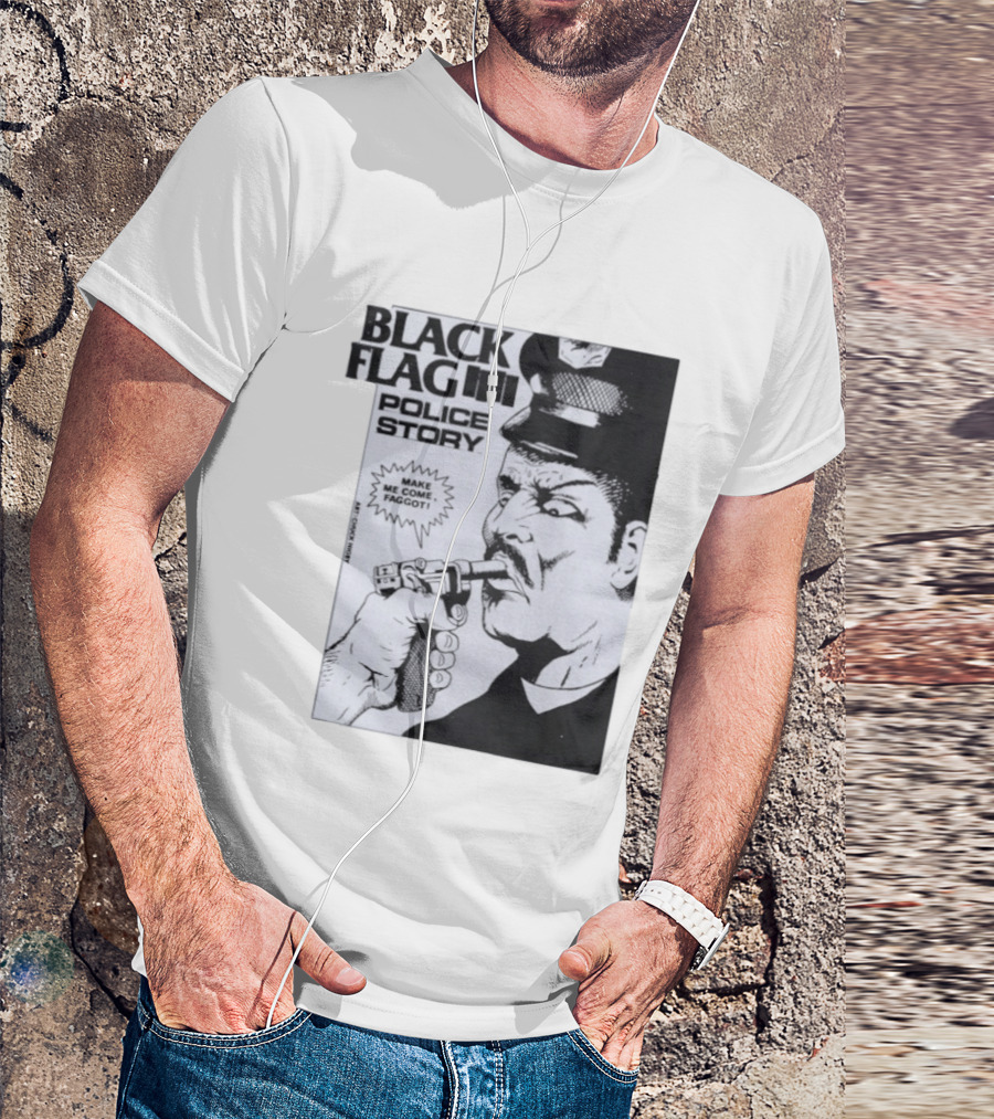 Black Flag Police Story Make Me Come OKC's Finest Raymond Pettibon Two Eagles Keepsake T-Shirt