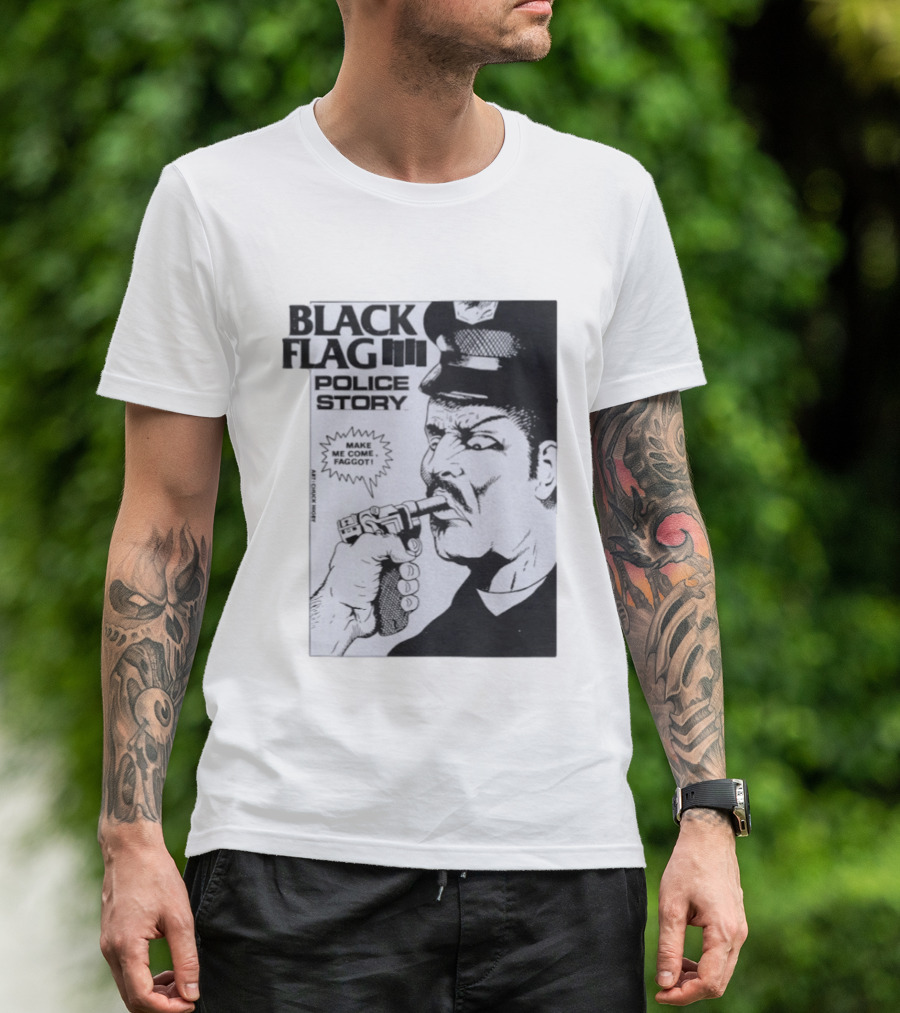 Black Flag Police Story Make Me Come OKC's Finest Raymond Pettibon Two Eagles Keepsake T-Shirt