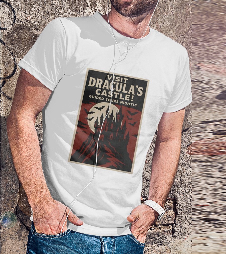 Visit Dracula's Castle Guided Tours Nightly Bats Moon Gothic Twilight T-Shirt