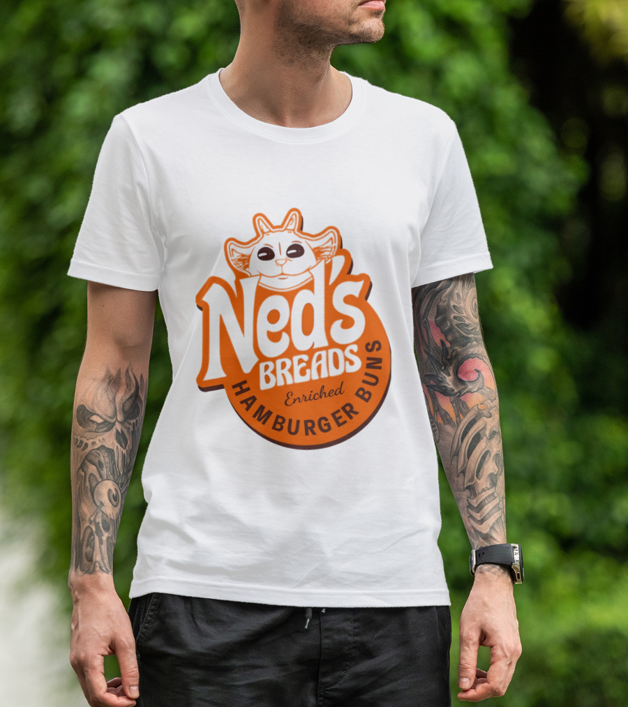 Ned's Breads Enriched Hamburger Buns Cat T-Shirt