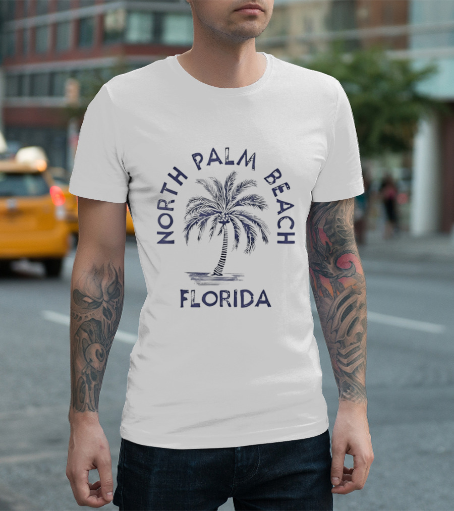 North Palm Beach Florida Palm Tree Vintage Coastal T-Shirt