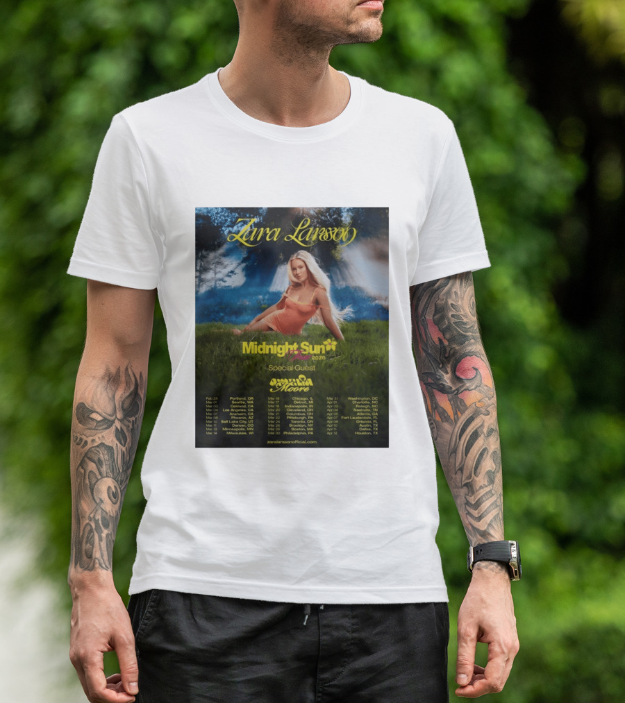 Zara Larsson Midnight Sun Tour 2026 Special Guest Moore Dates And Locations T-Shirt