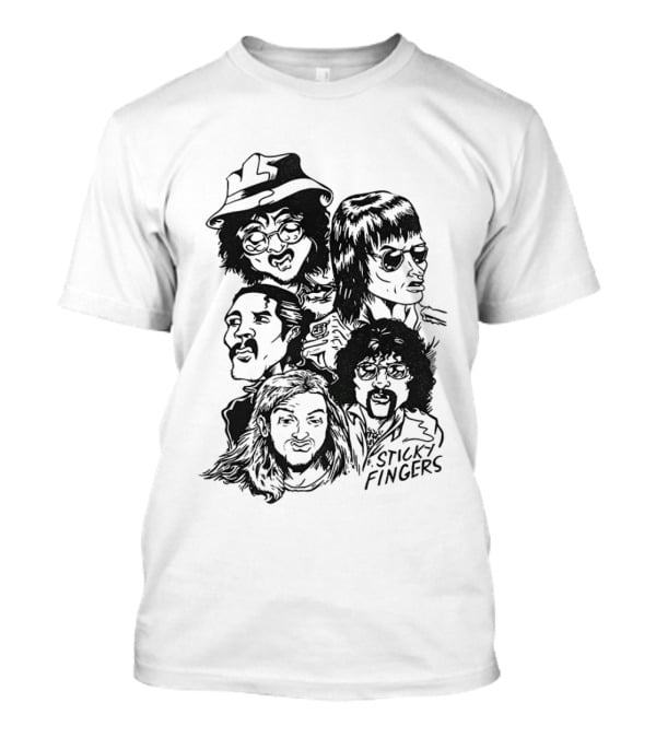 Sticky Fingers Band Member Caricature T-Shirt