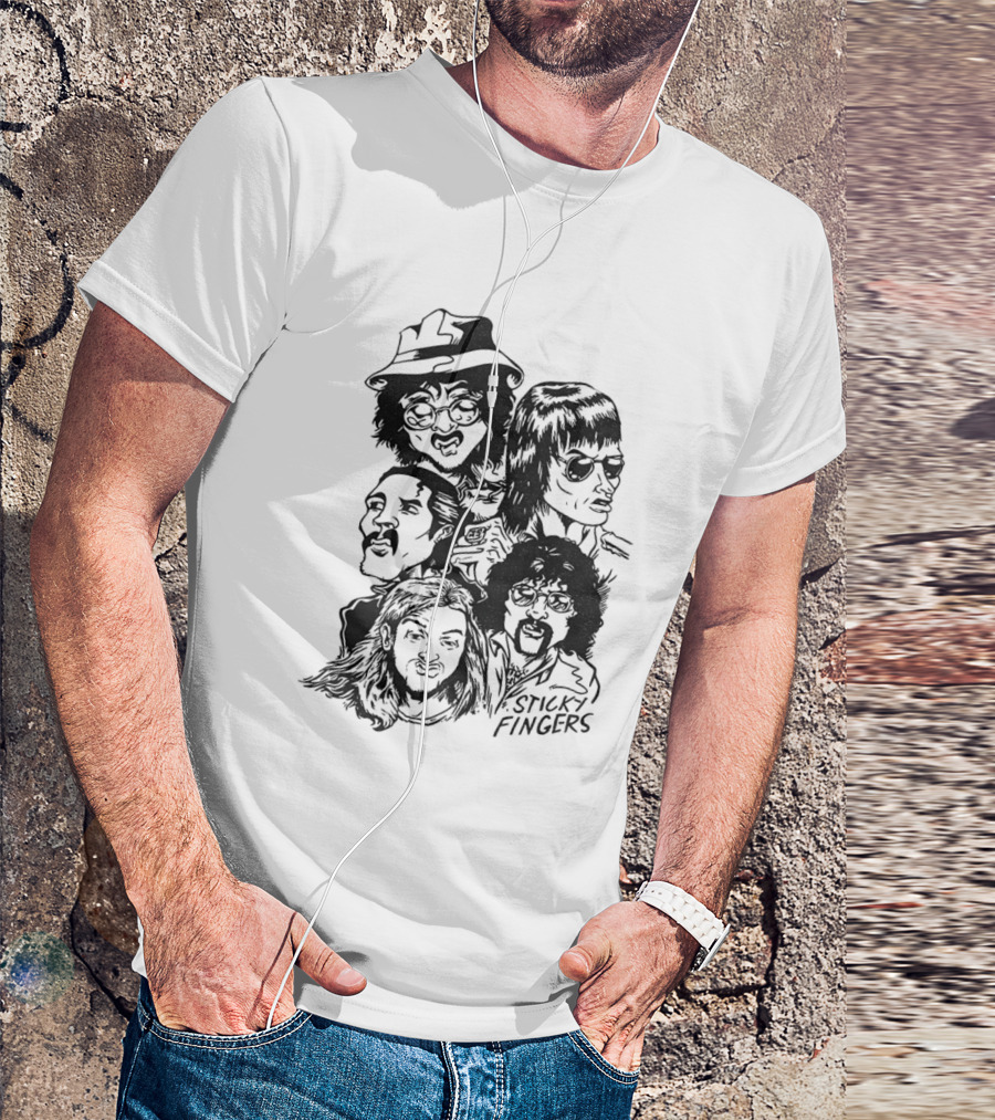 Sticky Fingers Band Member Caricature T-Shirt