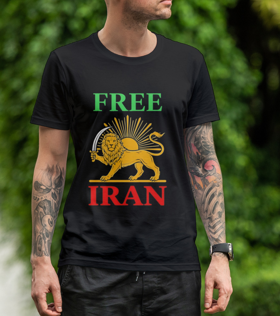 Free Iran Lion And Sun Shir O Khorshid T-Shirt