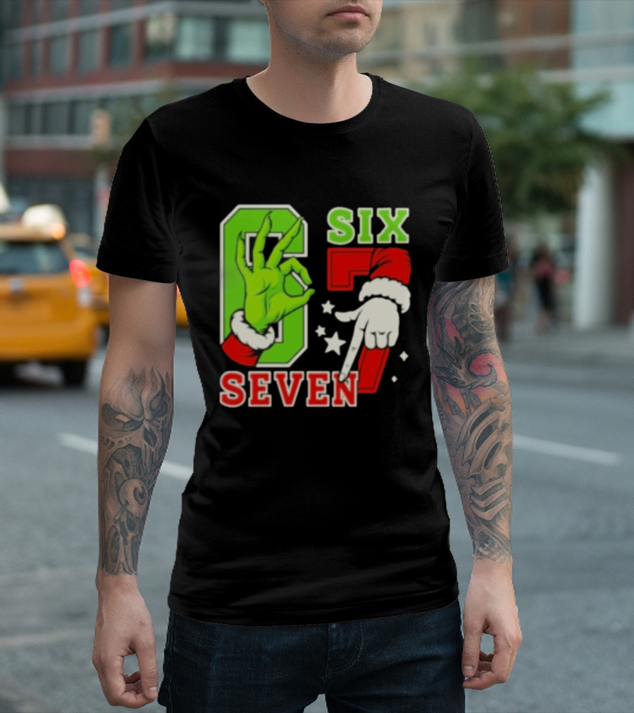 Grinch Santa 67 Six Seven Christmas TikTok Trending T-Shirt