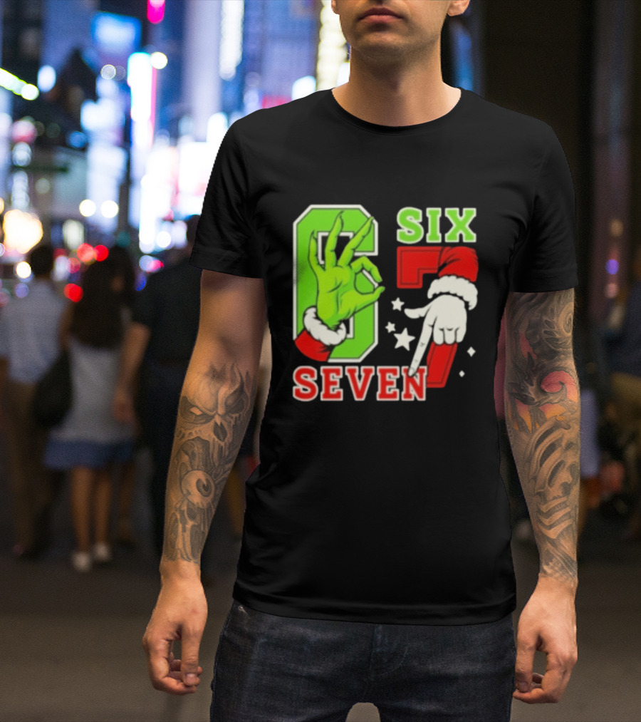 Grinch Santa 67 Six Seven Christmas TikTok Trending T-Shirt