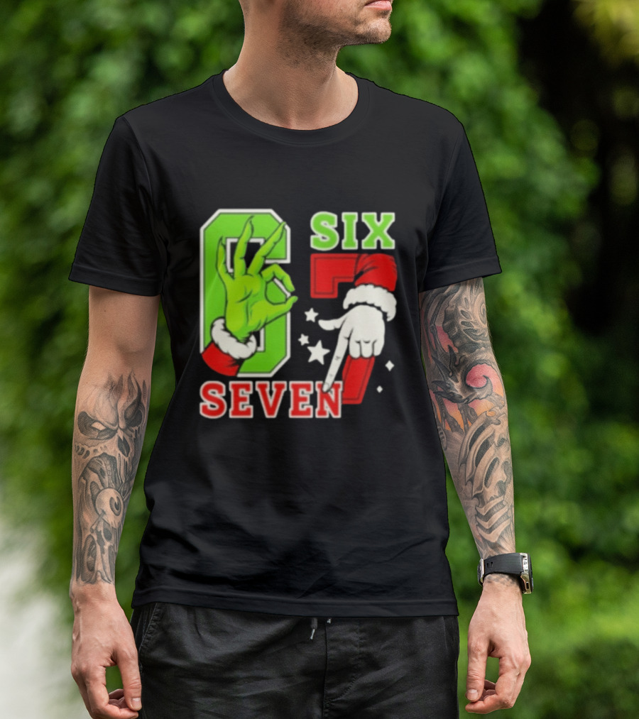 Grinch Santa 67 Six Seven Christmas TikTok Trending T-Shirt