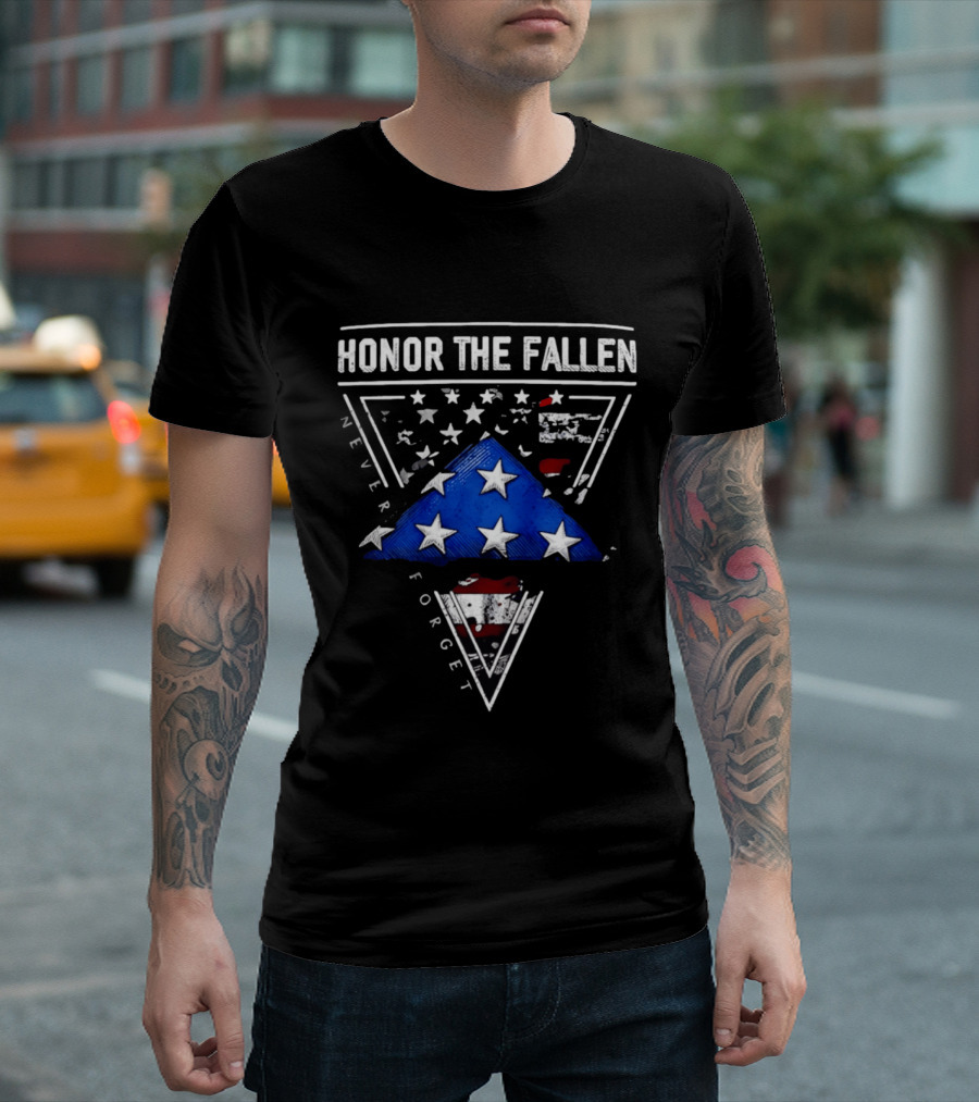 Honor The Fallen Never Forget 2026 Folded Flag Stars And Stripes T-Shirt
