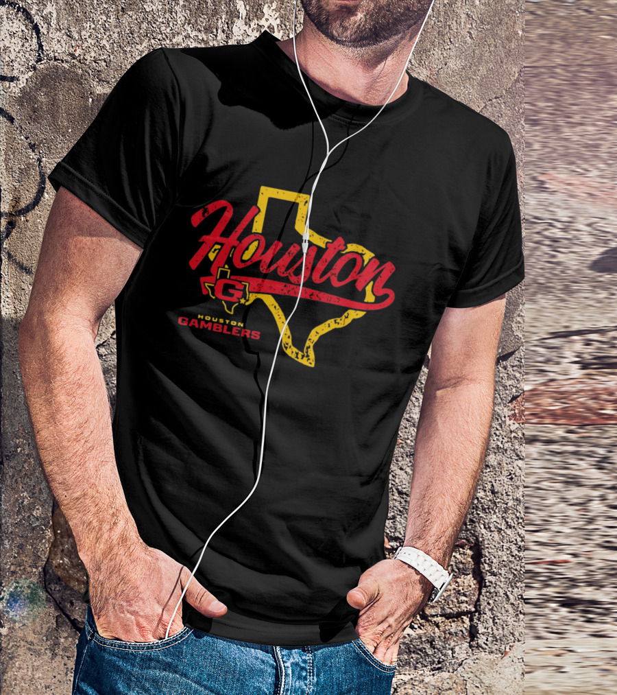 Houston Gamblers Texas Map Script T-Shirt