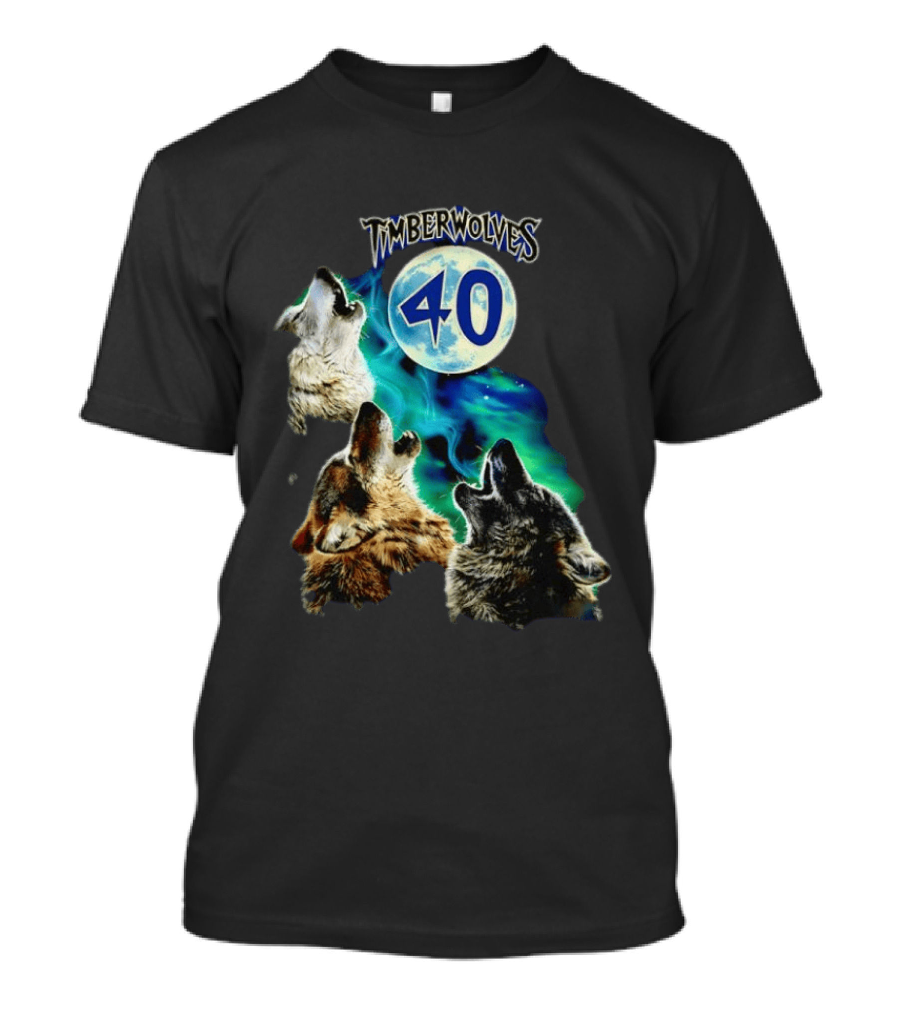 Minnesota Timberwolves 40 Wolves Howling At Blue Moon T-Shirt