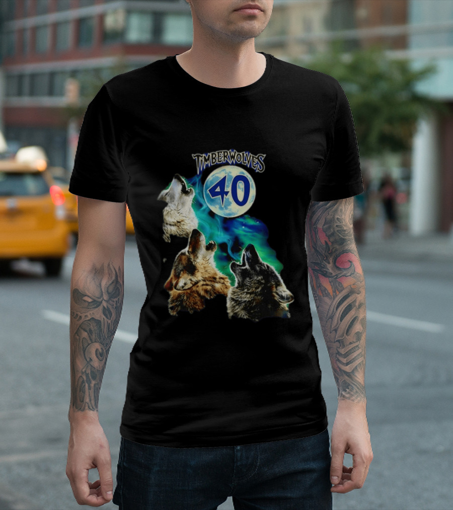 Minnesota Timberwolves 40 Wolves Howling At Blue Moon T-Shirt