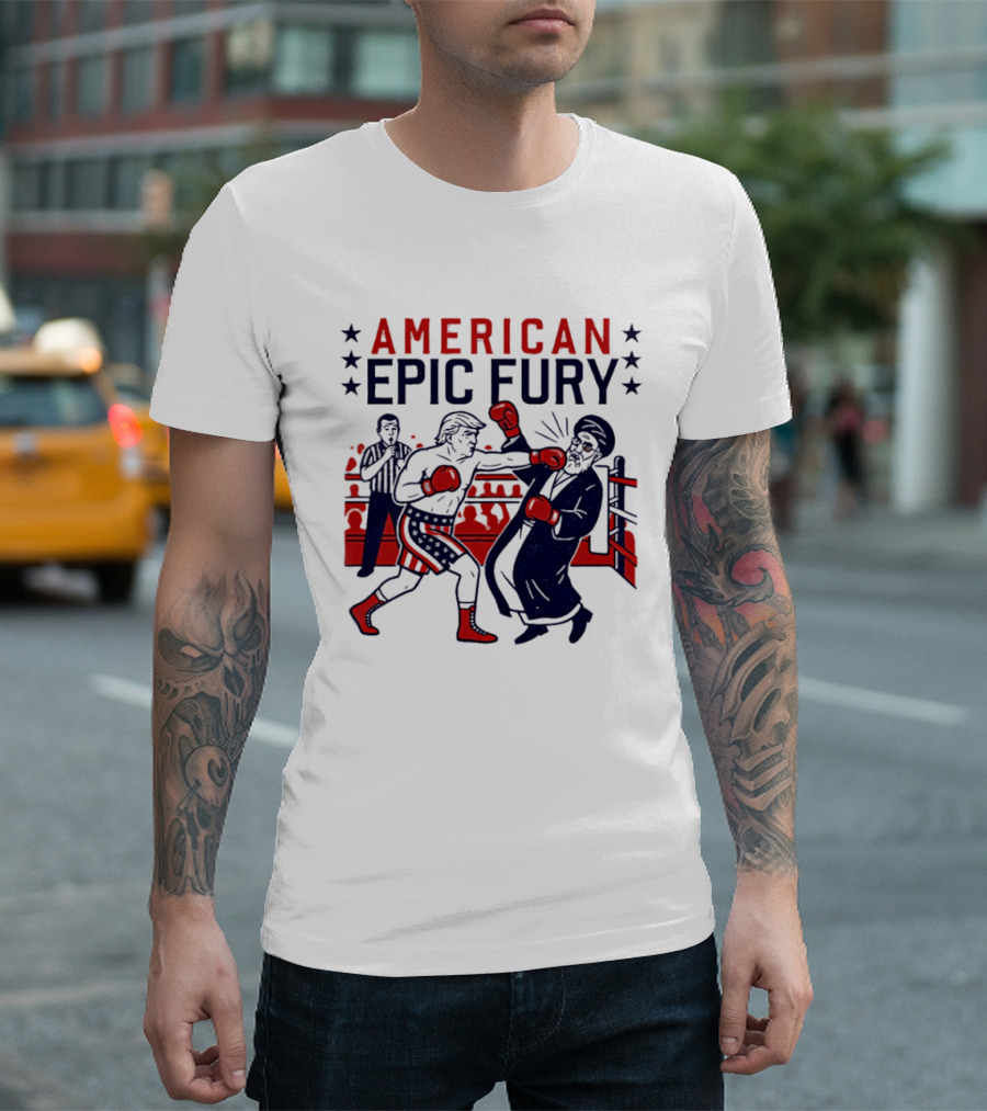 American Epic Fury Khamenei Vs Trump Boxing Showdown T-Shirt