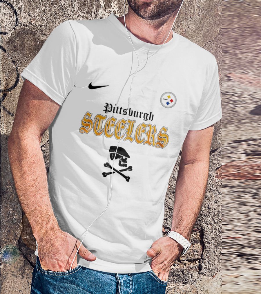 Pittsburgh Steelers Dropkick Murphys Skull Crossbones Collaboration Nike T-Shirt