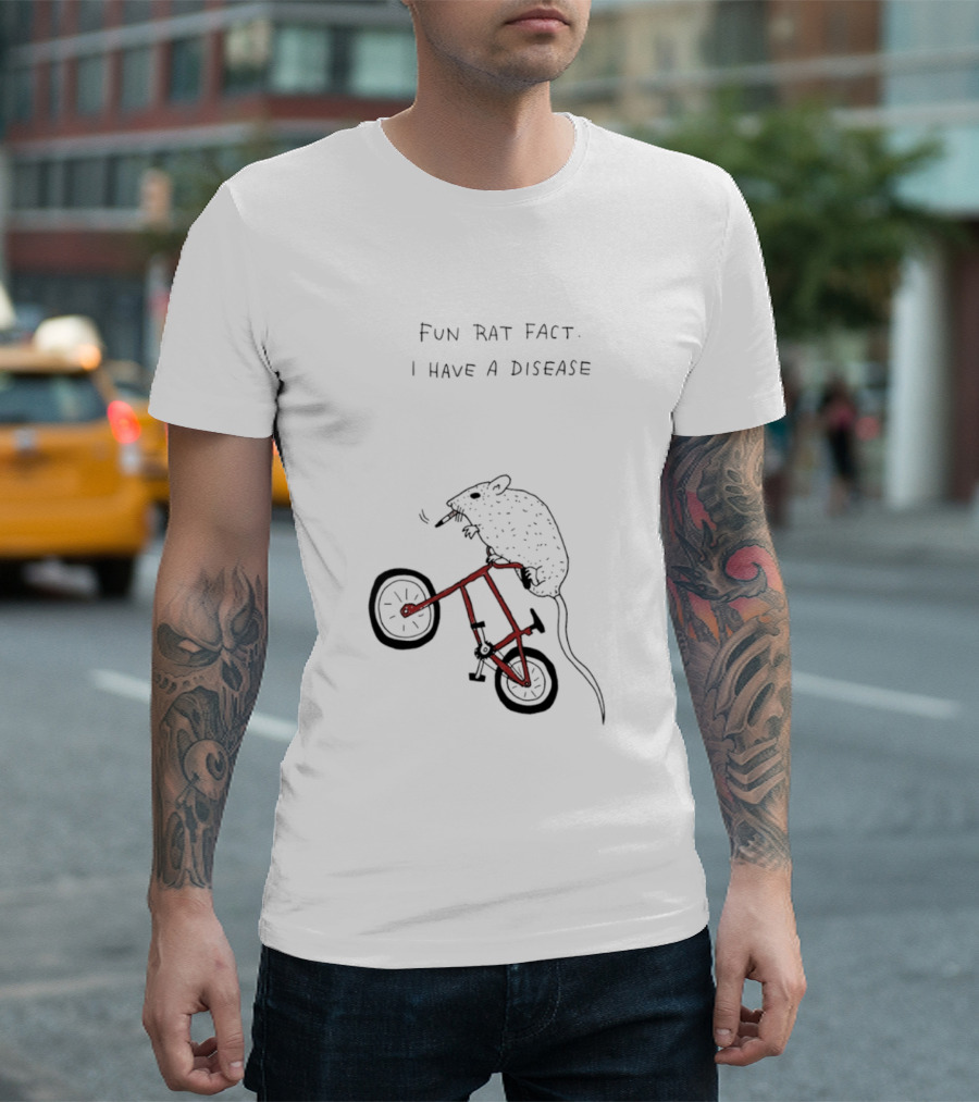 Fun Rat Fact I Have A Disease Rat On Bicycle T-Shirt