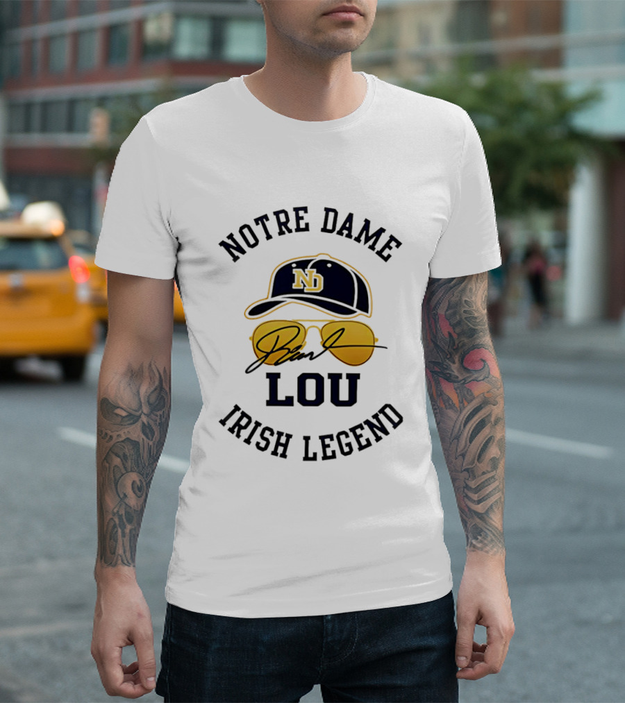 Notre Dame Irish Legend Lou Holtz ND Hat Signature T-Shirt