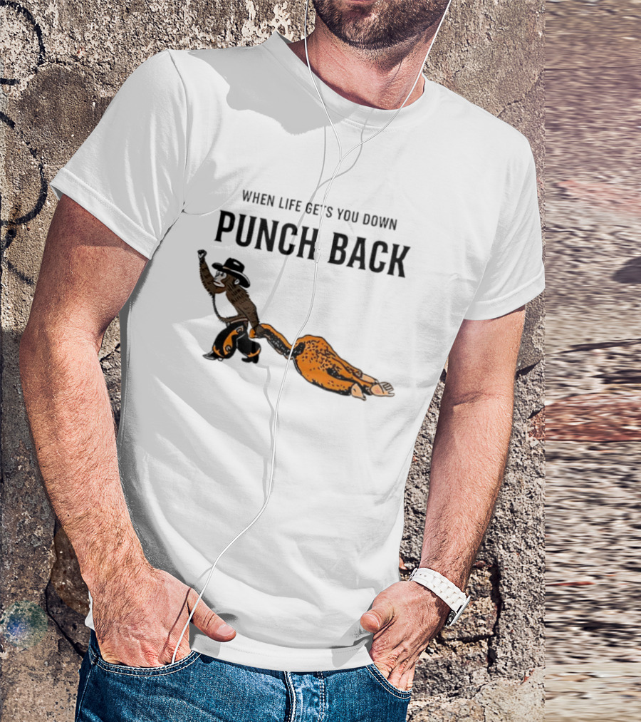 When Life Gets You Down Punch Back Meme Monkey Cowboy T-Shirt
