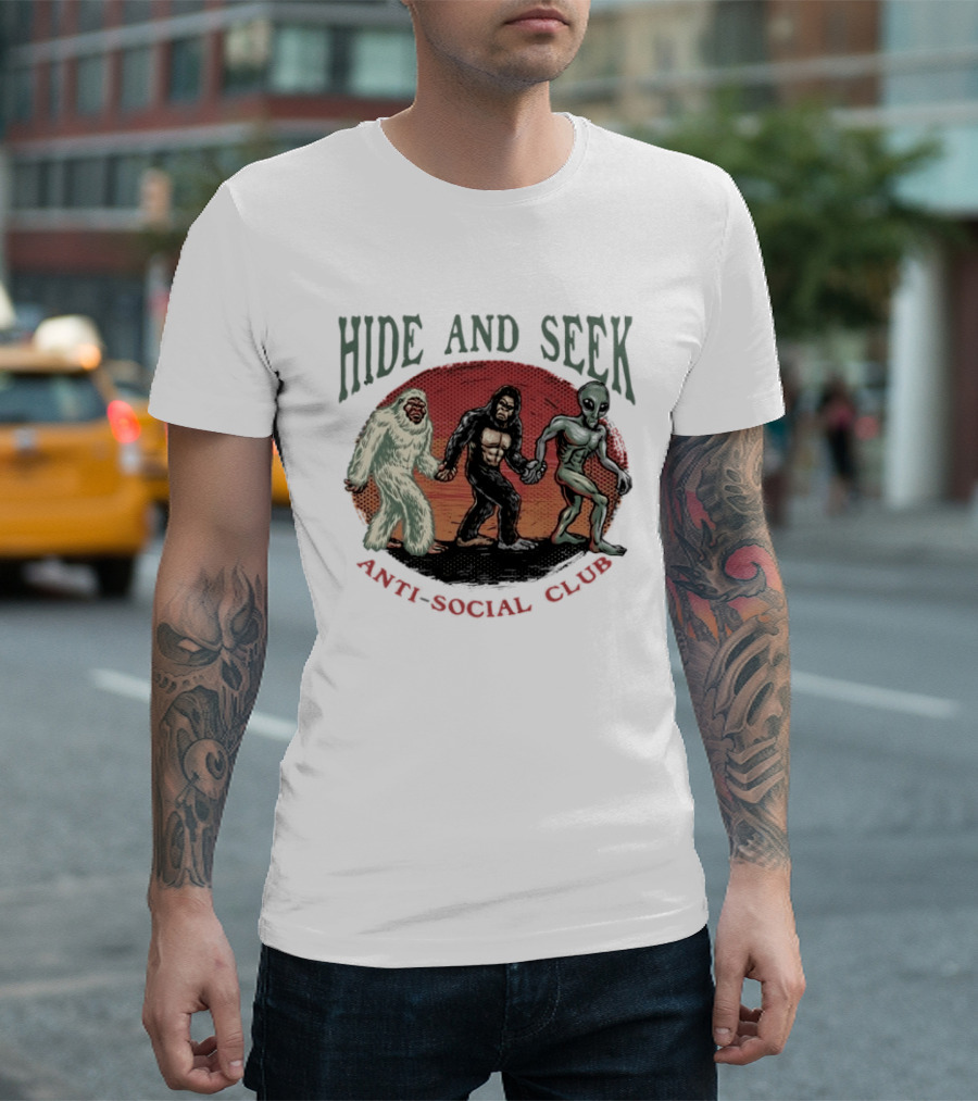 Hide And Seek Anti Social Club Yeti Bigfoot Alien Collaboration T-Shirt