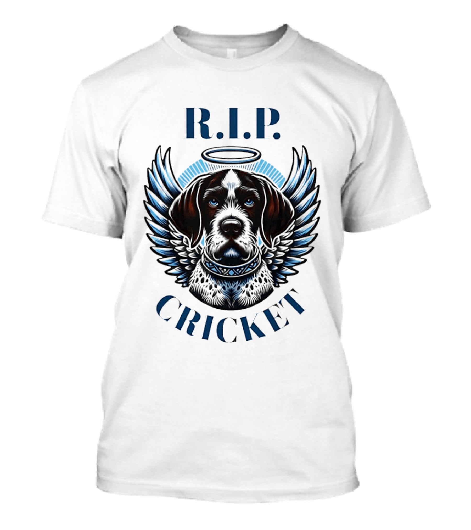 RIP Cricket Halo Angel Wings Dog Memorial T-Shirt