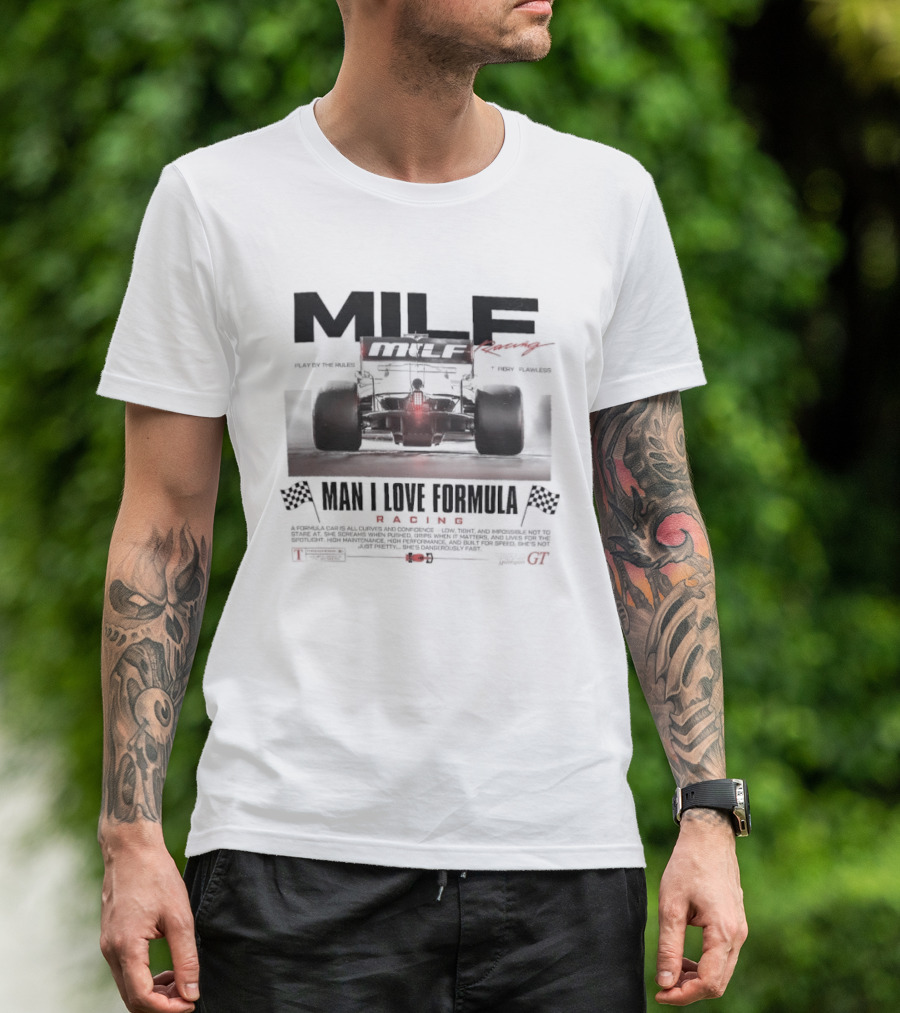 MILF Racing Man I Love Formula Car Racing Flags T-Shirt
