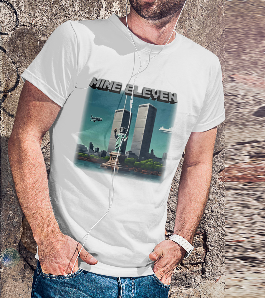 Mine Eleven Liberty Towers Tribute With Statue Of Liberty And Plane T-Shirt