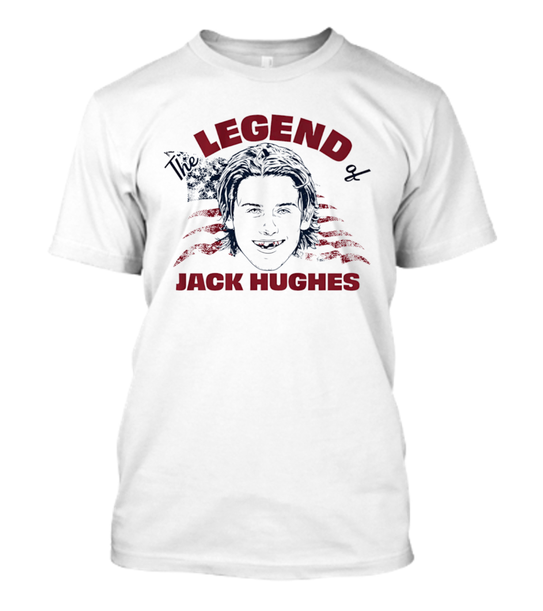 The Legend Of Jack Hughes USA Hockey American Flag T-Shirt