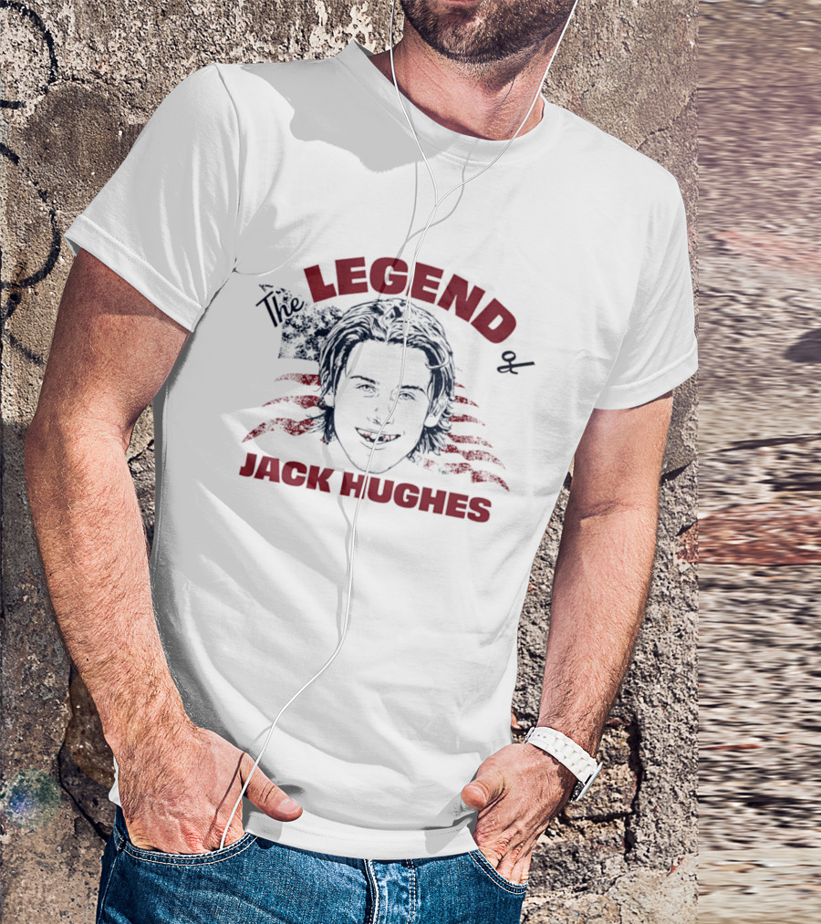 The Legend Of Jack Hughes USA Hockey American Flag T-Shirt