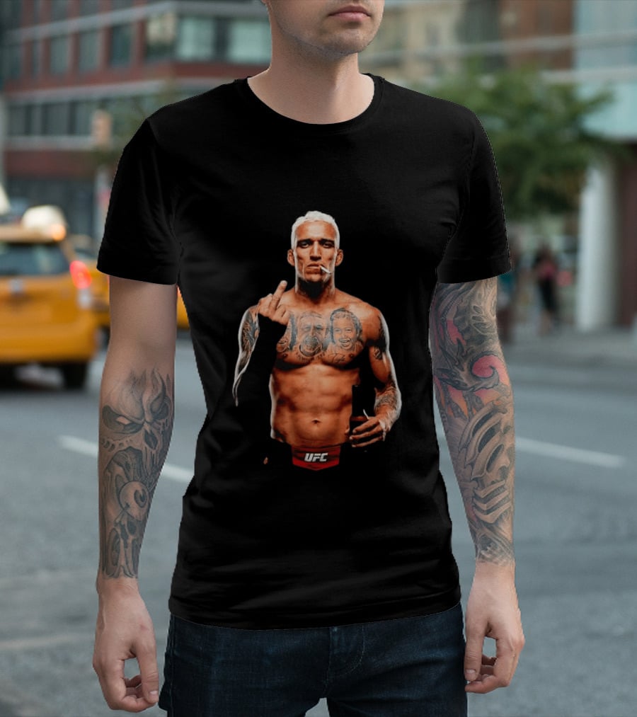 Charles Oliveira UFC Middle Finger Tattoo Smoking 2026 T-Shirt