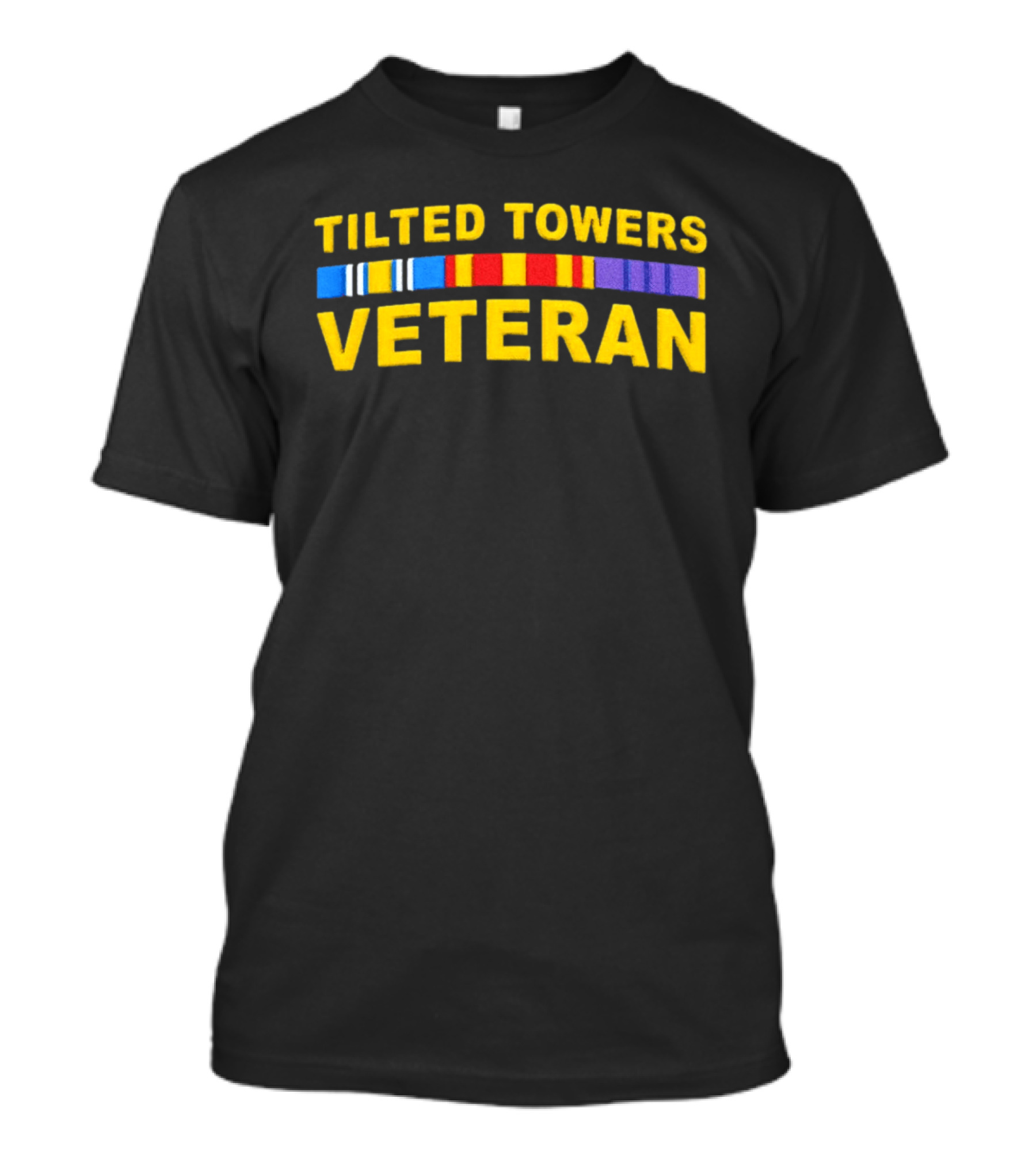 Tilted Towers Veteran Retro Military Ribbon Homage T-Shirt