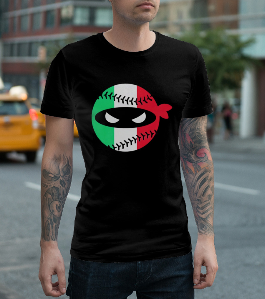 Pitching Ninja Italy Baseball Italian Flag Sports Fan Элита T-Shirt
