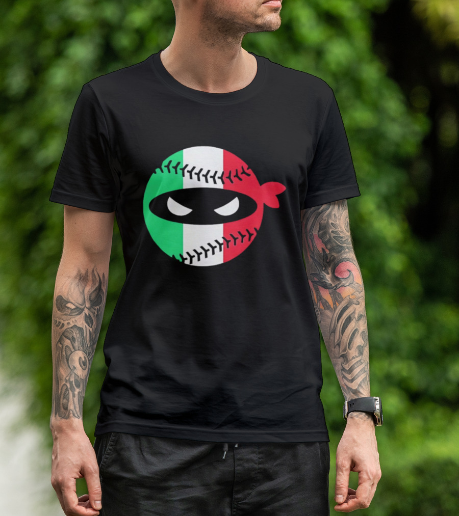 Pitching Ninja Italy Baseball Italian Flag Sports Fan Элита T-Shirt