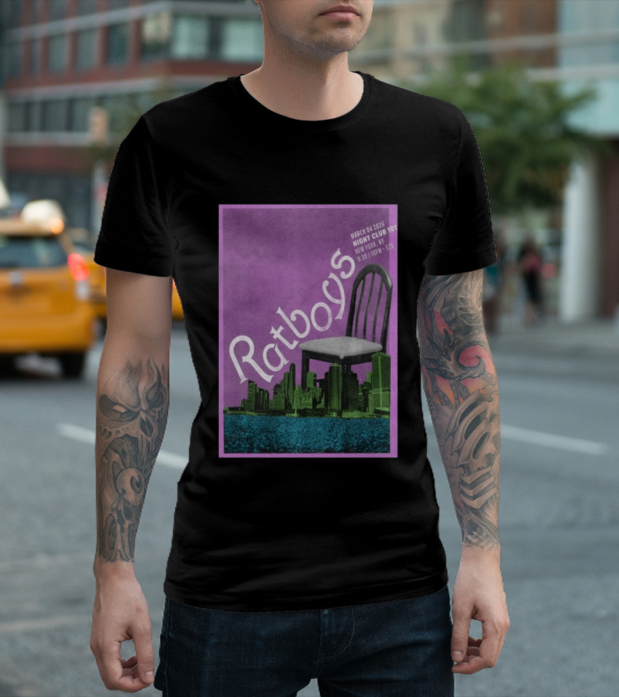 Ratboys March 4 2026 Night Club 101 New York NY Concert Event Chair Cityscape T-Shirt