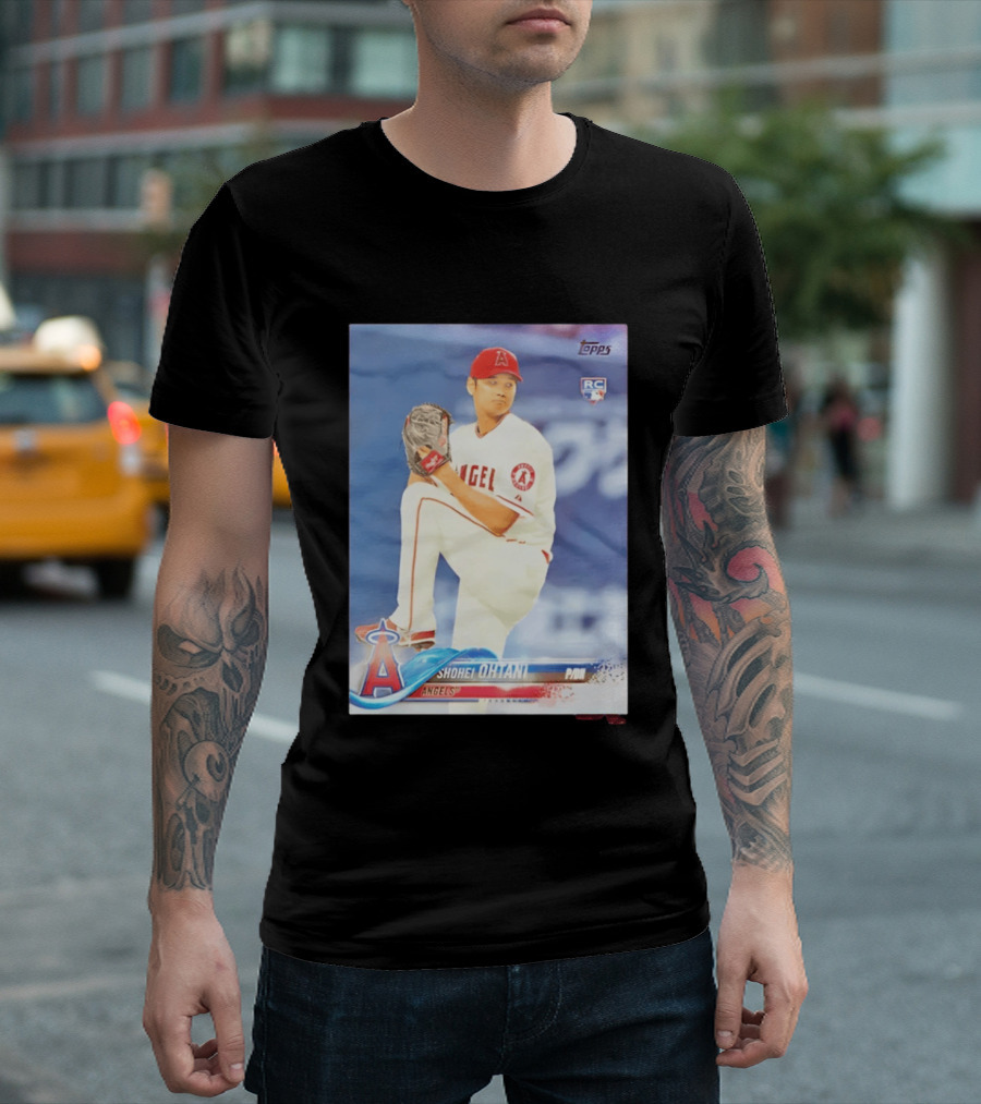 Shohei Ohtani Angels 2018 Topps Baseball Card RC Rookie PDI T-Shirt