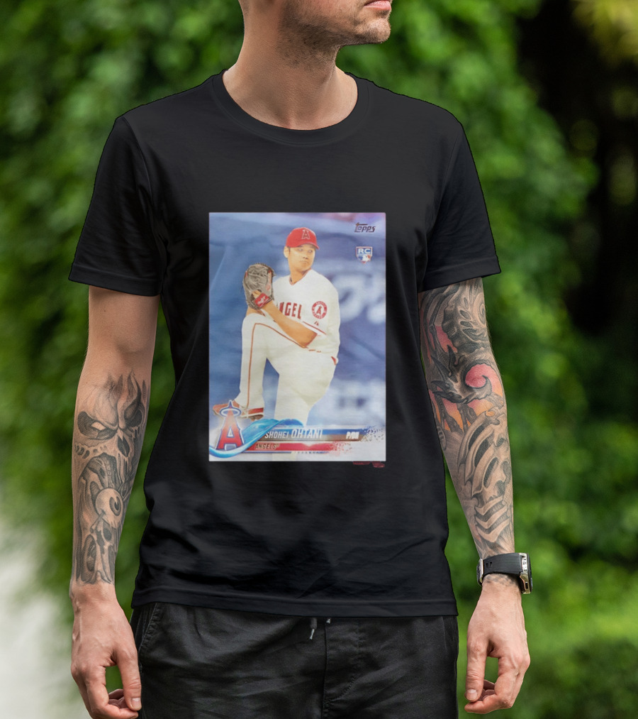 Shohei Ohtani Angels 2018 Topps Baseball Card RC Rookie PDI T-Shirt