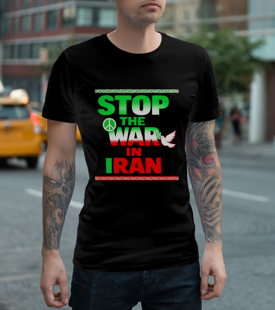 Stop The War In Iran Peace Symbol Dove T-Shirt