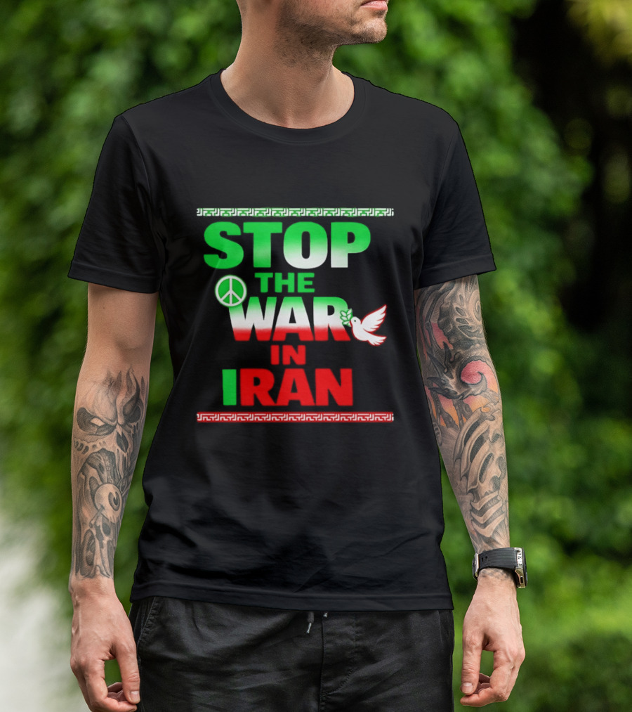Stop The War In Iran Peace Symbol Dove T-Shirt