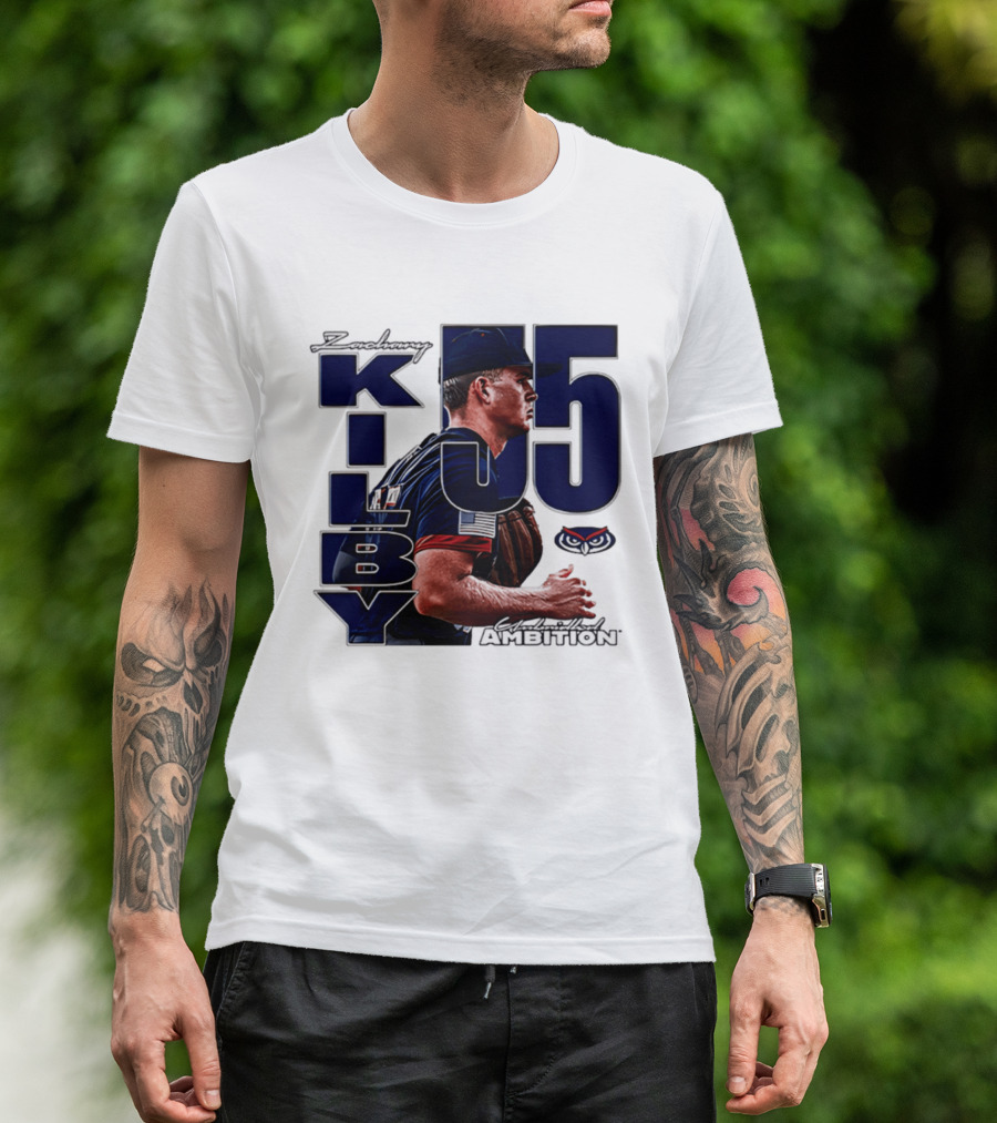 Zach Kilby 55 Baseball Ambition FAU Owls T-Shirt