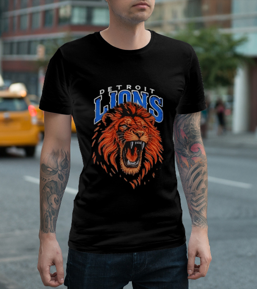 Detroit Lions Roaring Lion Head NFL Team T-Shirt