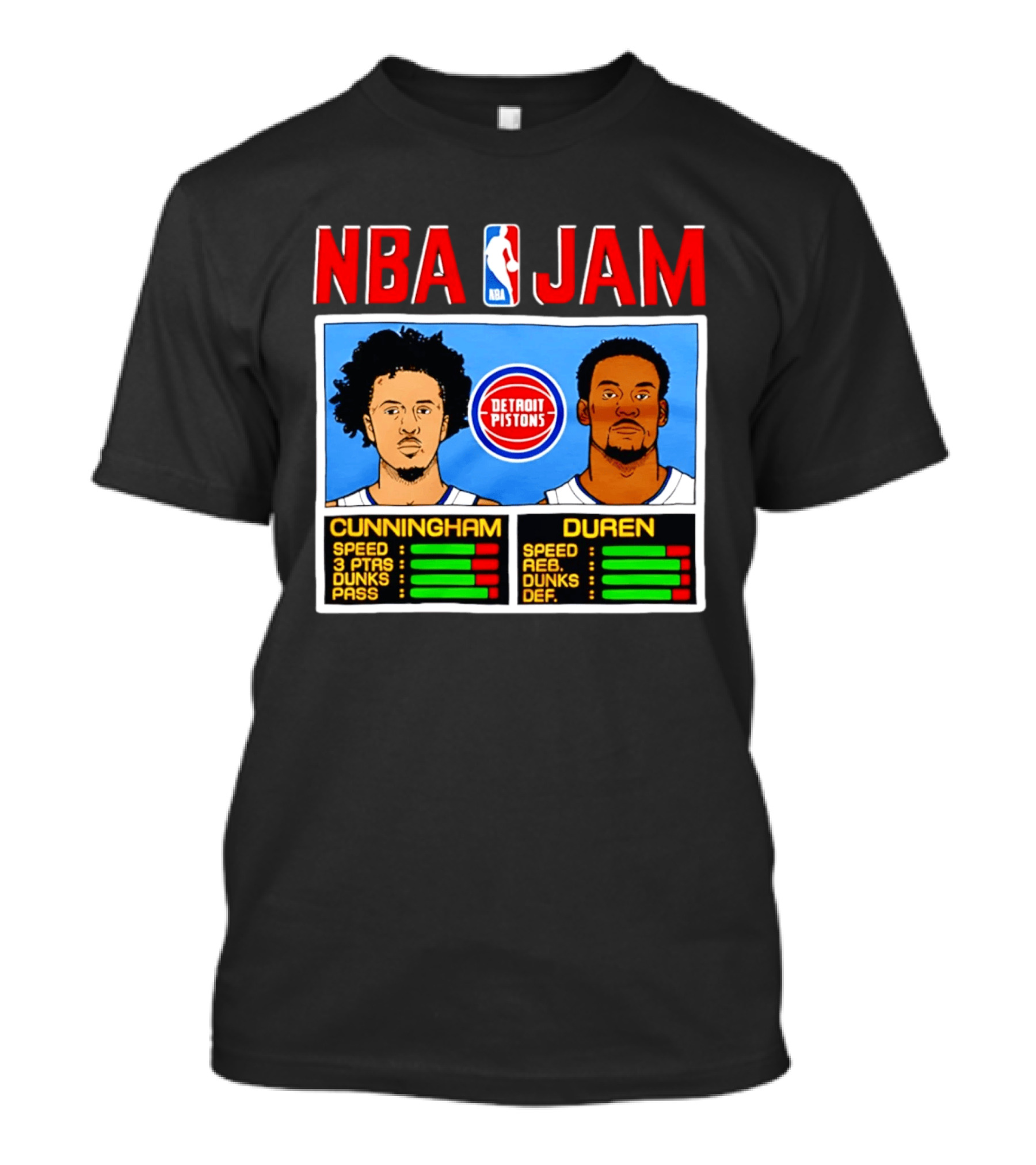 NBA Jam Detroit Pistons Cade Cunningham Jalen Duren Stats T-Shirt