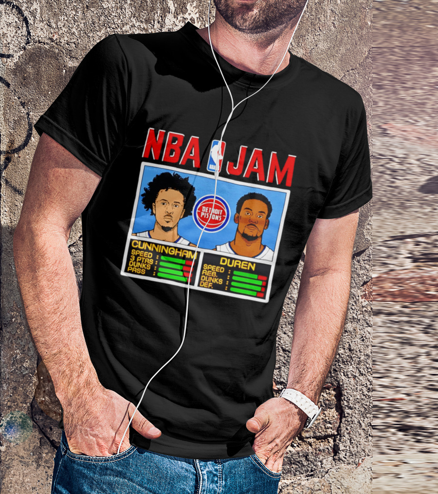 NBA Jam Detroit Pistons Cade Cunningham Jalen Duren Stats T-Shirt