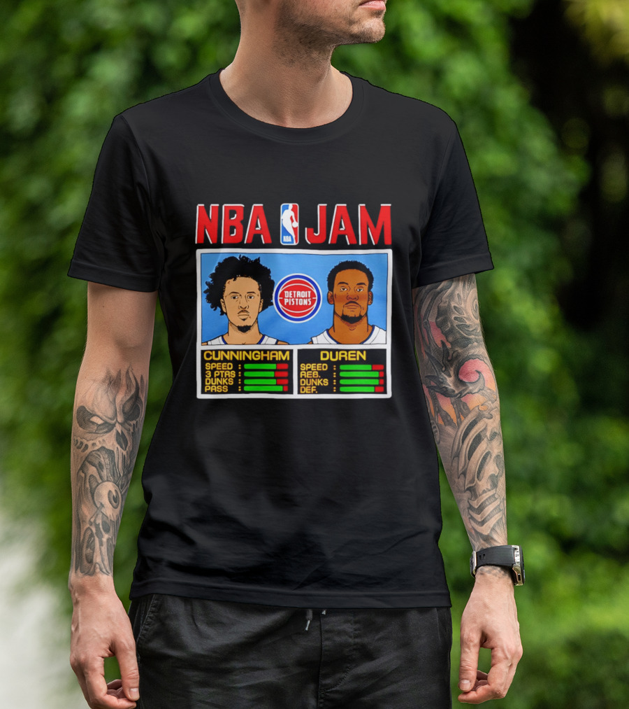 NBA Jam Detroit Pistons Cade Cunningham Jalen Duren Stats T-Shirt