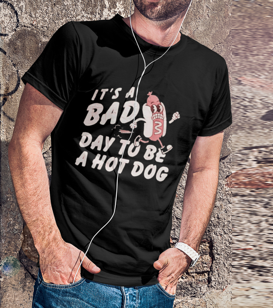 It's A Bad Day To Be A Hot Dog Meme Running Cartoon T-Shirt