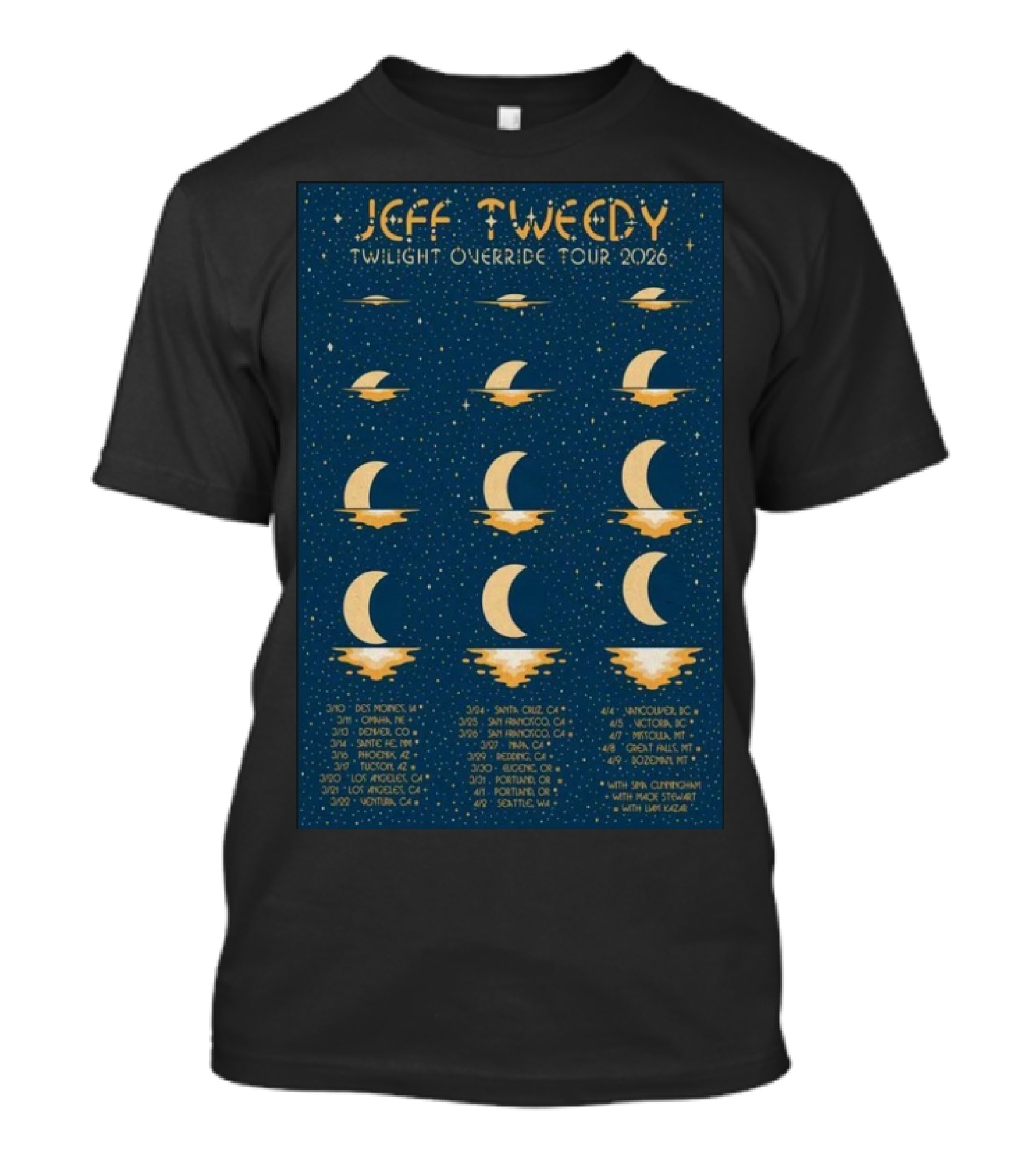Jeff Tweedy Twilight Override Tour 2026 Des Moines Denver Chicago Portland Seattle San Francisco Los Angeles Albuquerque Victoria Bozeman T-Shirt