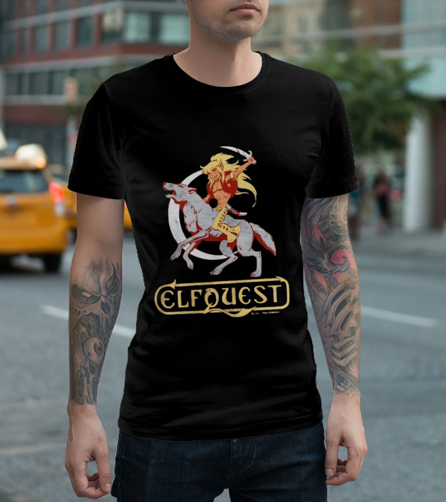 ElfQuest Cutter Riding Wolf Moon Fantasy T-Shirt