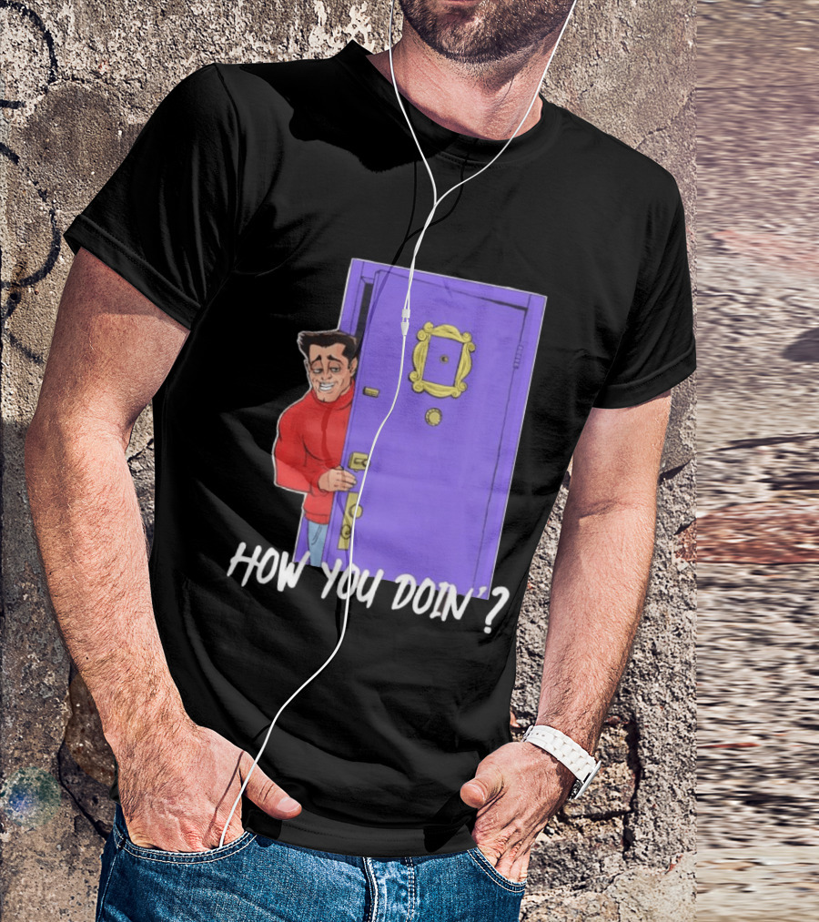 Joey Tribbiani How You Doin Cartoon Purple Door Iconic Phrase T-Shirt