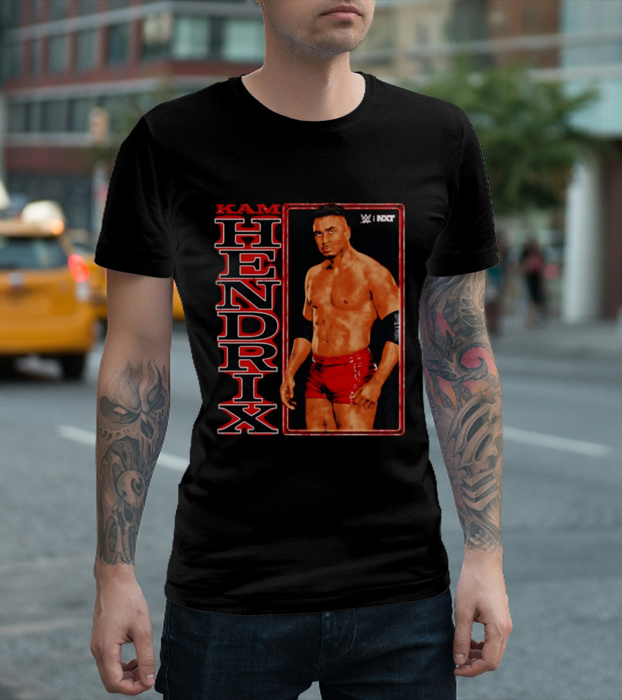 Kam Hendrix WWE NXT Vertical Name Red Trunks T-Shirt