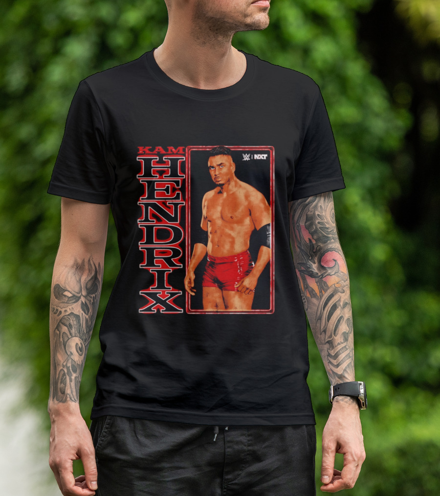 Kam Hendrix WWE NXT Vertical Name Red Trunks T-Shirt
