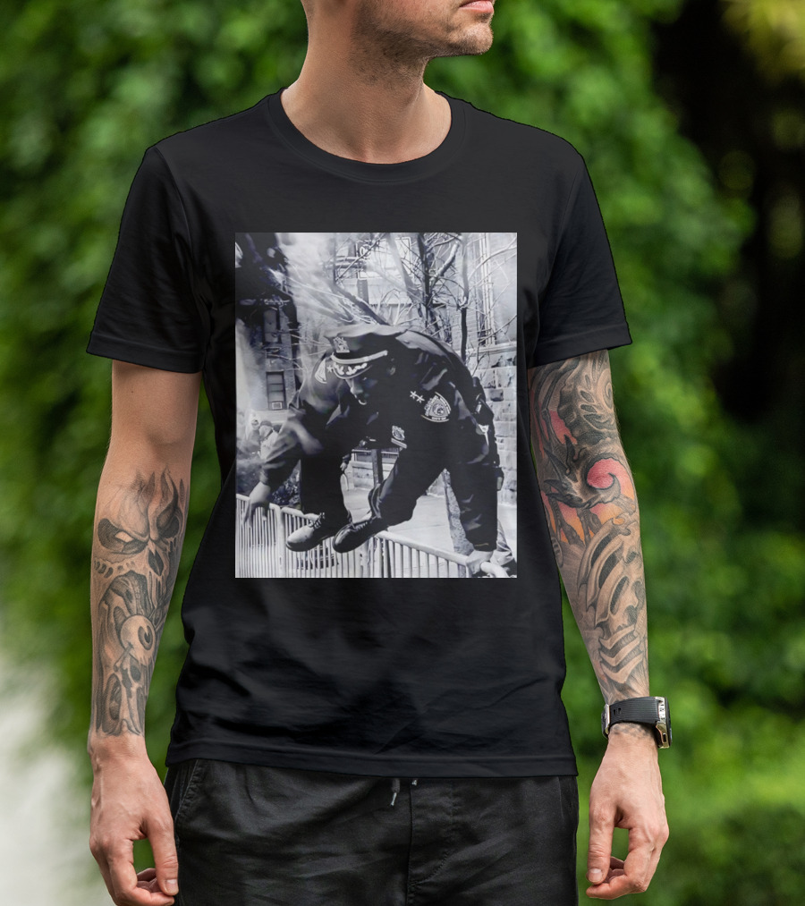 Chief Aaron Edwards American Hero Police Officer Jumping Fence T-Shirt