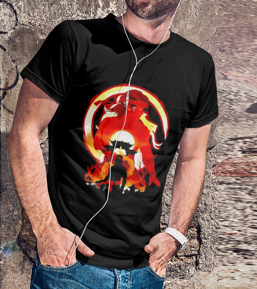 Liu Kang Mortal Kombat Dragon Circle Fire Temple Scene T-Shirt
